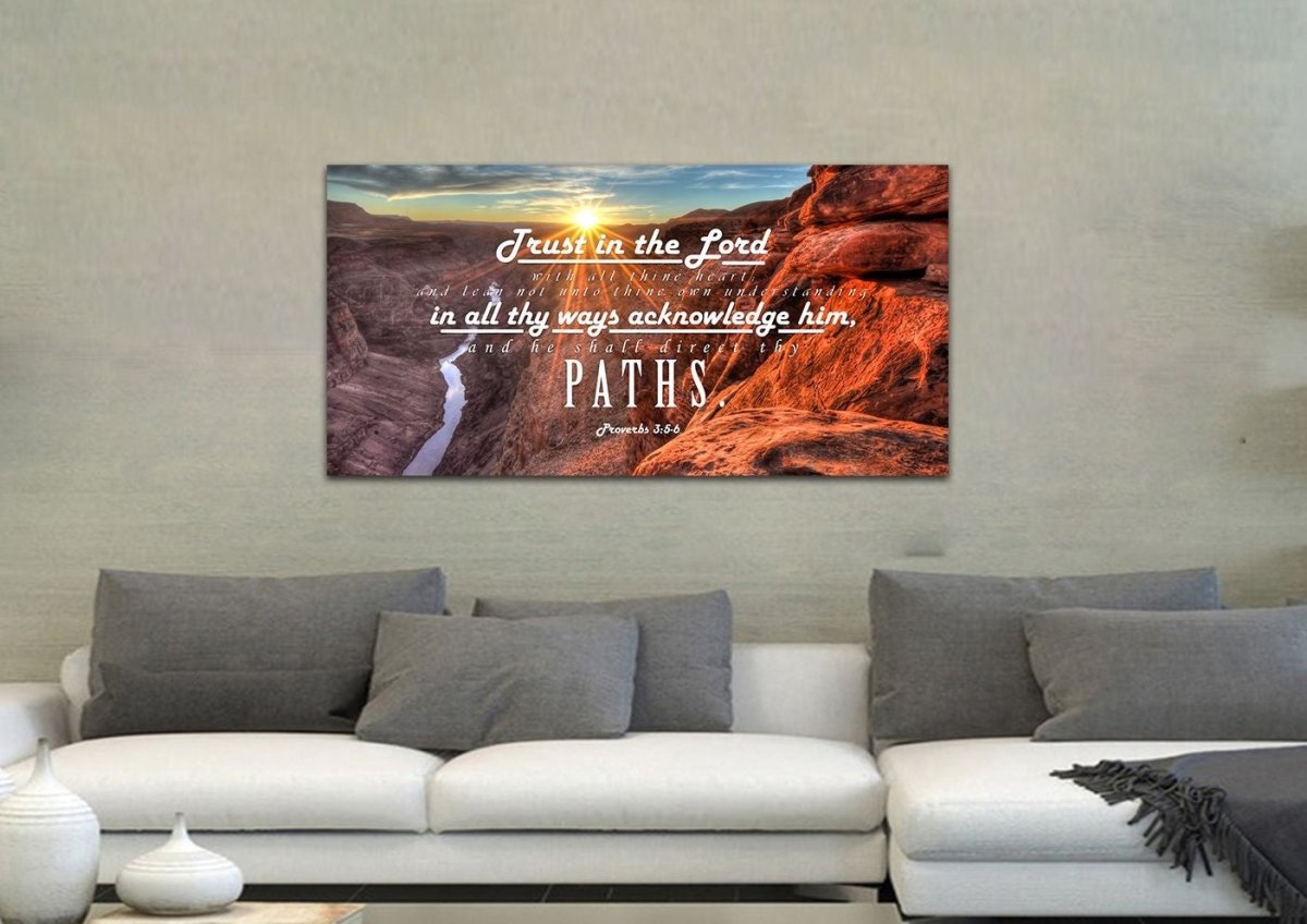 Proverbs 35-6 #30 Kjv 'Trust In The Lord With All Thine Heart' Christian Scripture Wall Art Canvas - Christian Canvas Wall Art