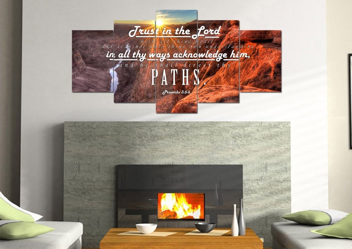 Proverbs 35-6 #30 Kjv 'Trust In The Lord With All Thine Heart' Christian Scripture Wall Art Canvas - Christian Canvas Wall Art