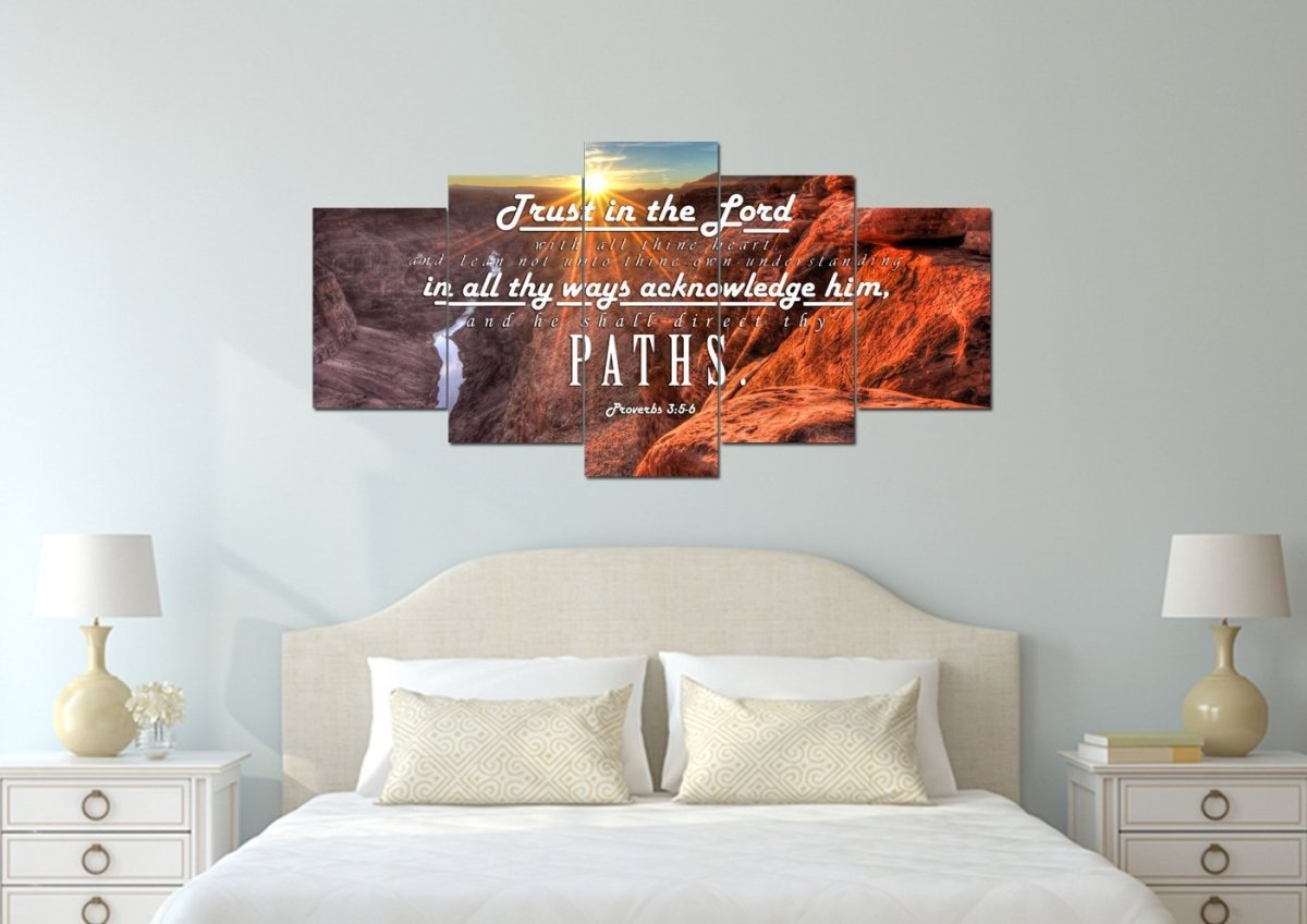 Proverbs 35-6 #30 Kjv 'Trust In The Lord With All Thine Heart' Christian Scripture Wall Art Canvas - Christian Canvas Wall Art