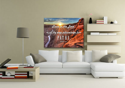 Proverbs 35-6 #30 Kjv 'Trust In The Lord With All Thine Heart' Christian Scripture Wall Art Canvas - Christian Canvas Wall Art