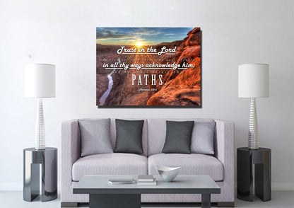 Proverbs 35-6 #30 Kjv 'Trust In The Lord With All Thine Heart' Christian Scripture Wall Art Canvas - Christian Canvas Wall Art
