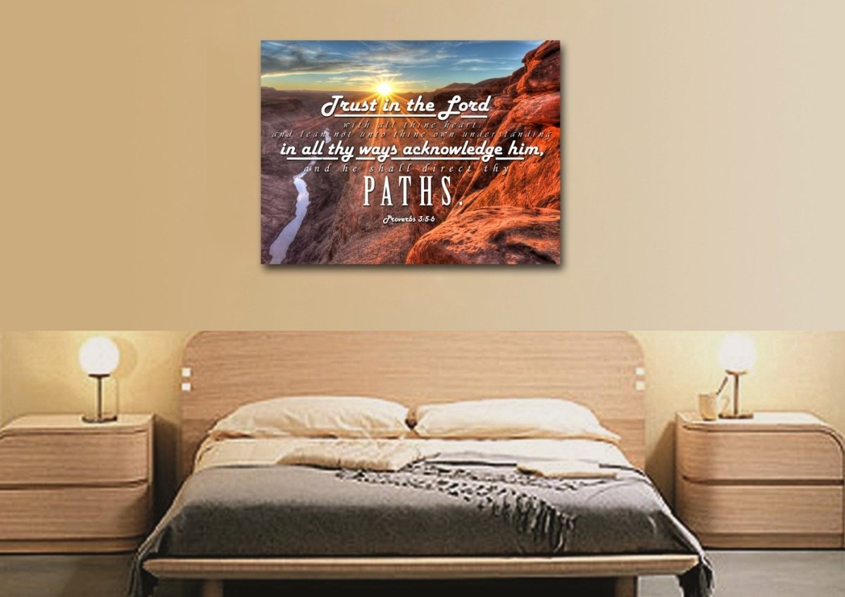 Proverbs 35-6 #30 Kjv 'Trust In The Lord With All Thine Heart' Christian Scripture Wall Art Canvas - Christian Canvas Wall Art
