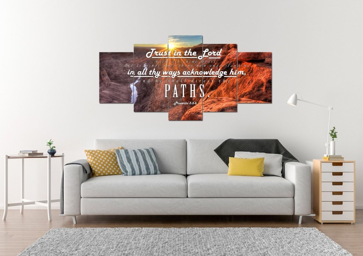 Proverbs 35-6 #30 Kjv 'Trust In The Lord With All Thine Heart' Christian Scripture Wall Art Canvas - Christian Canvas Wall Art