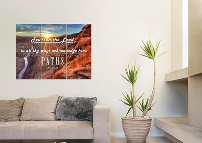 Proverbs 35-6 #30 Kjv 'Trust In The Lord With All Thine Heart' Christian Scripture Wall Art Canvas - Christian Canvas Wall Art