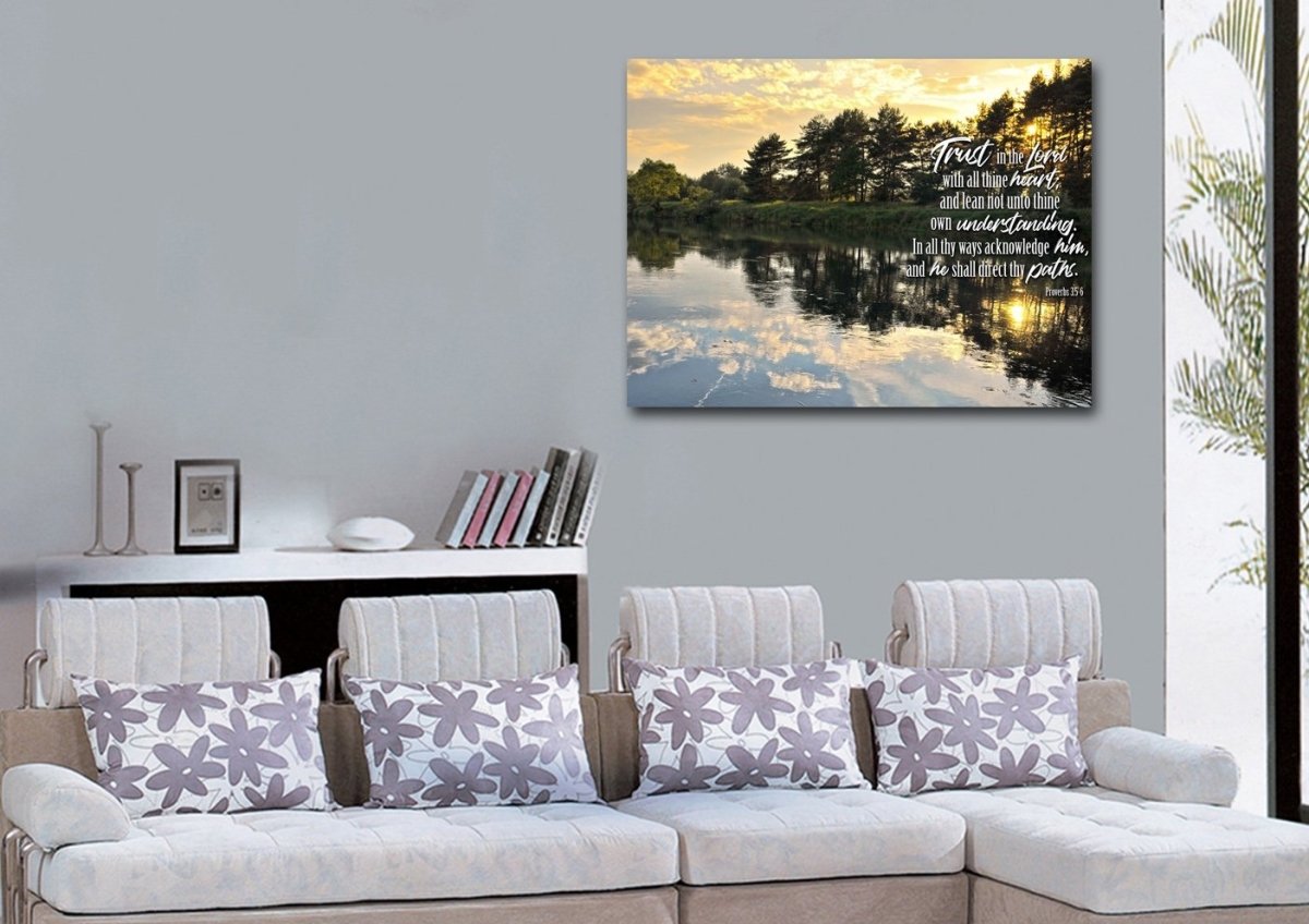Proverbs 35-6 #31 Kjv 'Trust In The Lord With All Thine Heart' Christian Scripture Wall Art Canvas - Christian Canvas Wall Art
