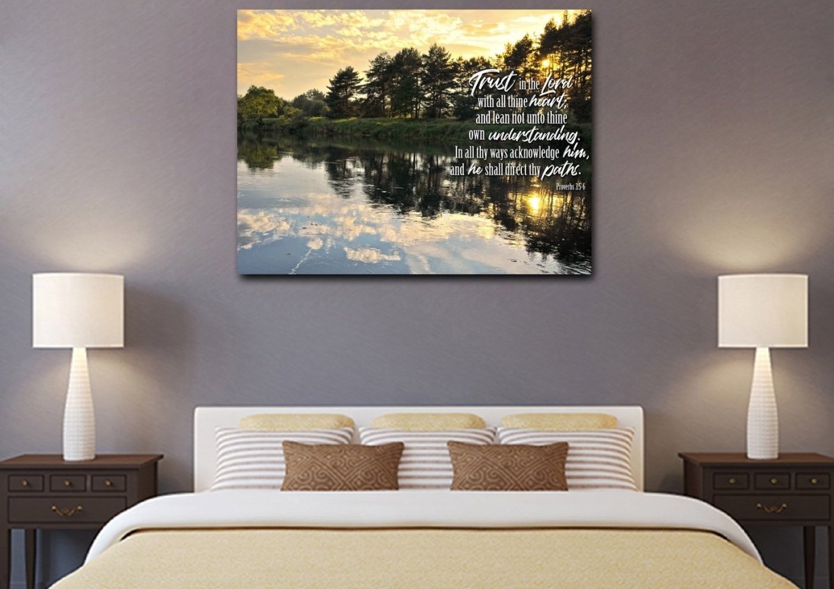 Proverbs 35-6 #31 Kjv 'Trust In The Lord With All Thine Heart' Christian Scripture Wall Art Canvas - Christian Canvas Wall Art