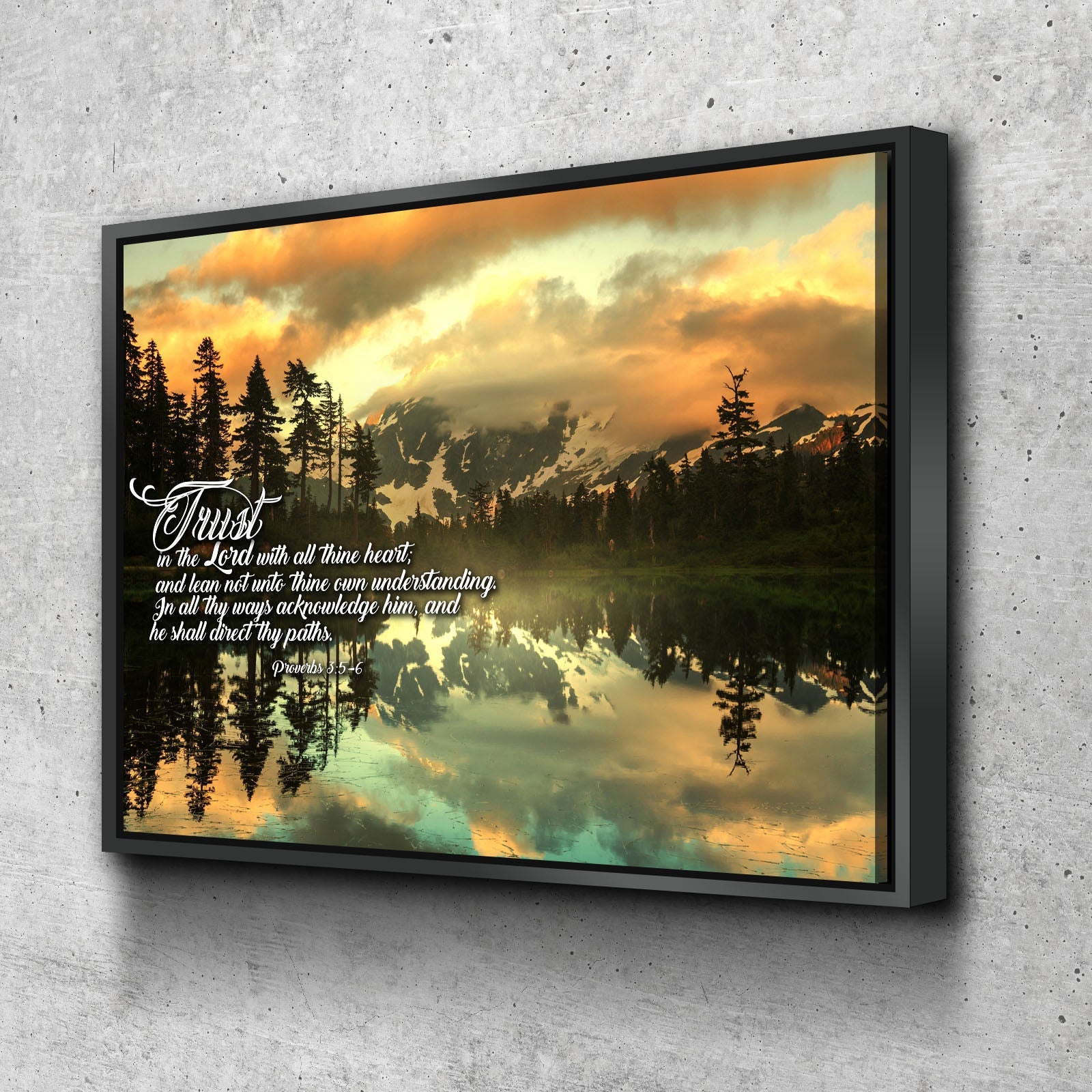Proverbs 35-6 #32 Kjv 'Trust In The Lord With All Thine Heart' Christian Scripture Wall Art Canvas - Christian Canvas Wall Art