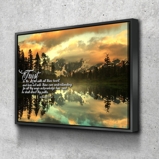 Proverbs 35-6 #32 Kjv 'Trust In The Lord With All Thine Heart' Christian Scripture Wall Art Canvas - Christian Canvas Wall Art