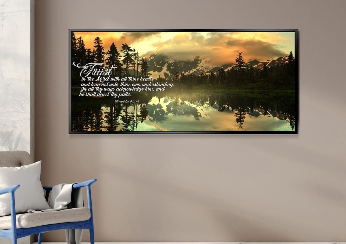 Proverbs 35-6 #32 Kjv 'Trust In The Lord With All Thine Heart' Christian Scripture Wall Art Canvas - Christian Canvas Wall Art