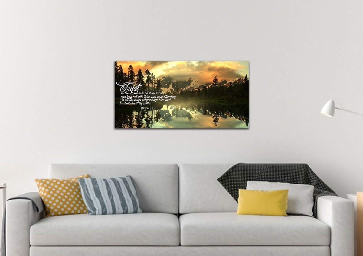 Proverbs 35-6 #32 Kjv 'Trust In The Lord With All Thine Heart' Christian Scripture Wall Art Canvas - Christian Canvas Wall Art
