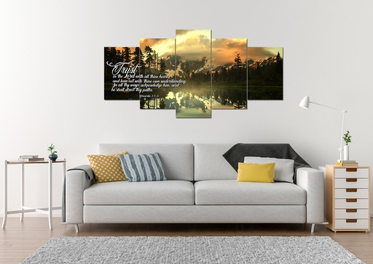 Proverbs 35-6 #32 Kjv 'Trust In The Lord With All Thine Heart' Christian Scripture Wall Art Canvas - Christian Canvas Wall Art