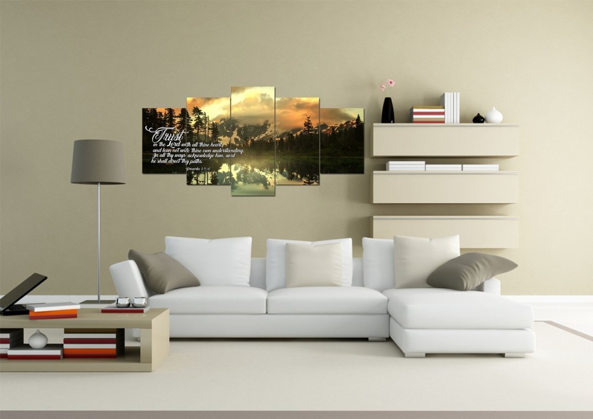 Proverbs 35-6 #32 Kjv 'Trust In The Lord With All Thine Heart' Christian Scripture Wall Art Canvas - Christian Canvas Wall Art