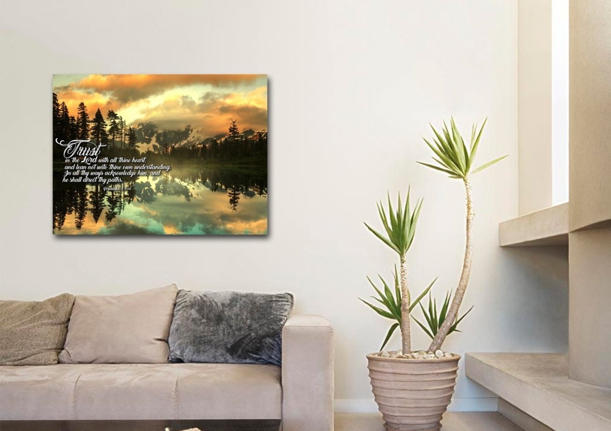 Proverbs 35-6 #32 Kjv 'Trust In The Lord With All Thine Heart' Christian Scripture Wall Art Canvas - Christian Canvas Wall Art
