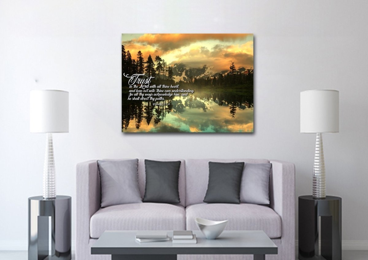 Proverbs 35-6 #32 Kjv 'Trust In The Lord With All Thine Heart' Christian Scripture Wall Art Canvas - Christian Canvas Wall Art