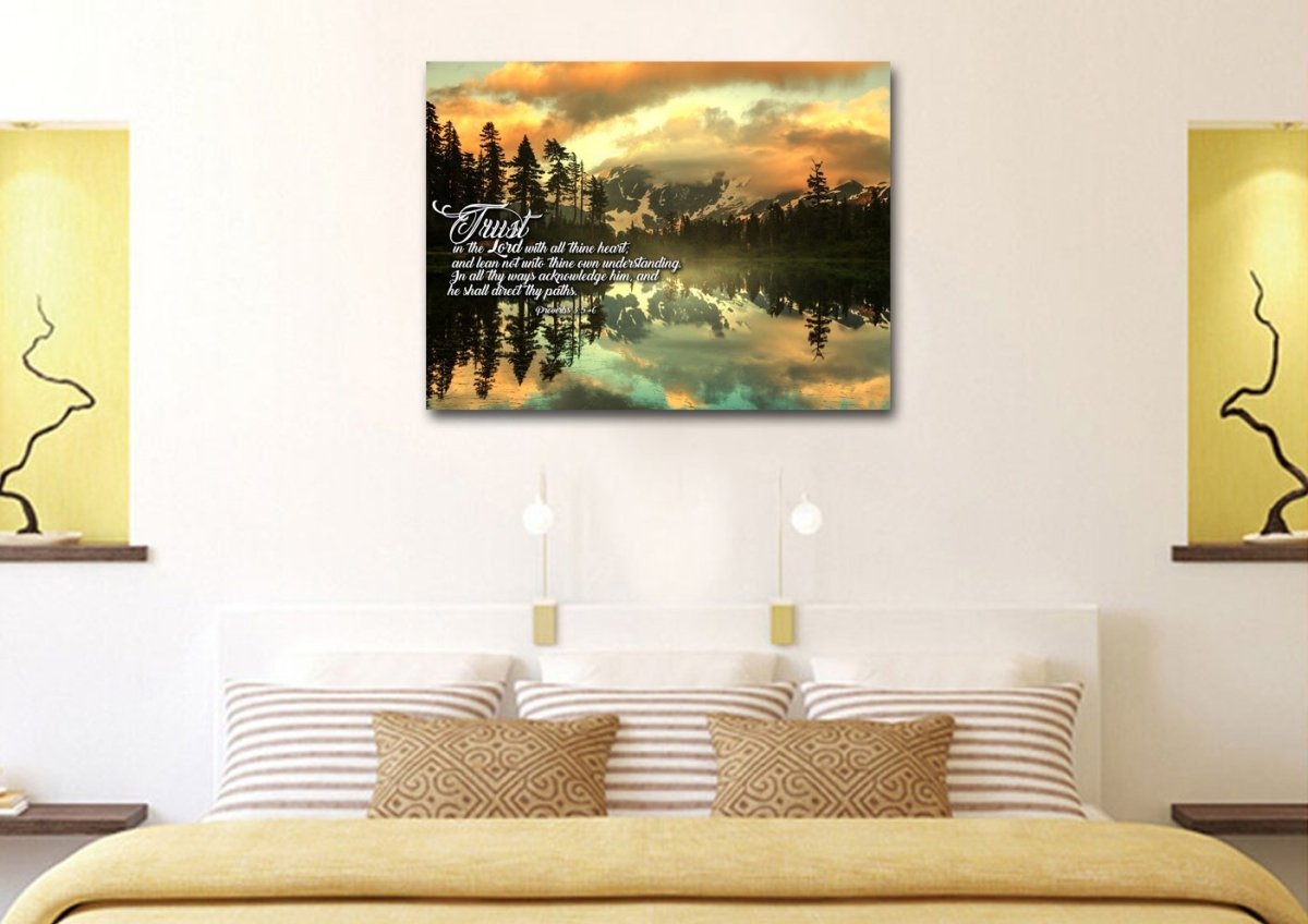 Proverbs 35-6 #32 Kjv 'Trust In The Lord With All Thine Heart' Christian Scripture Wall Art Canvas - Christian Canvas Wall Art