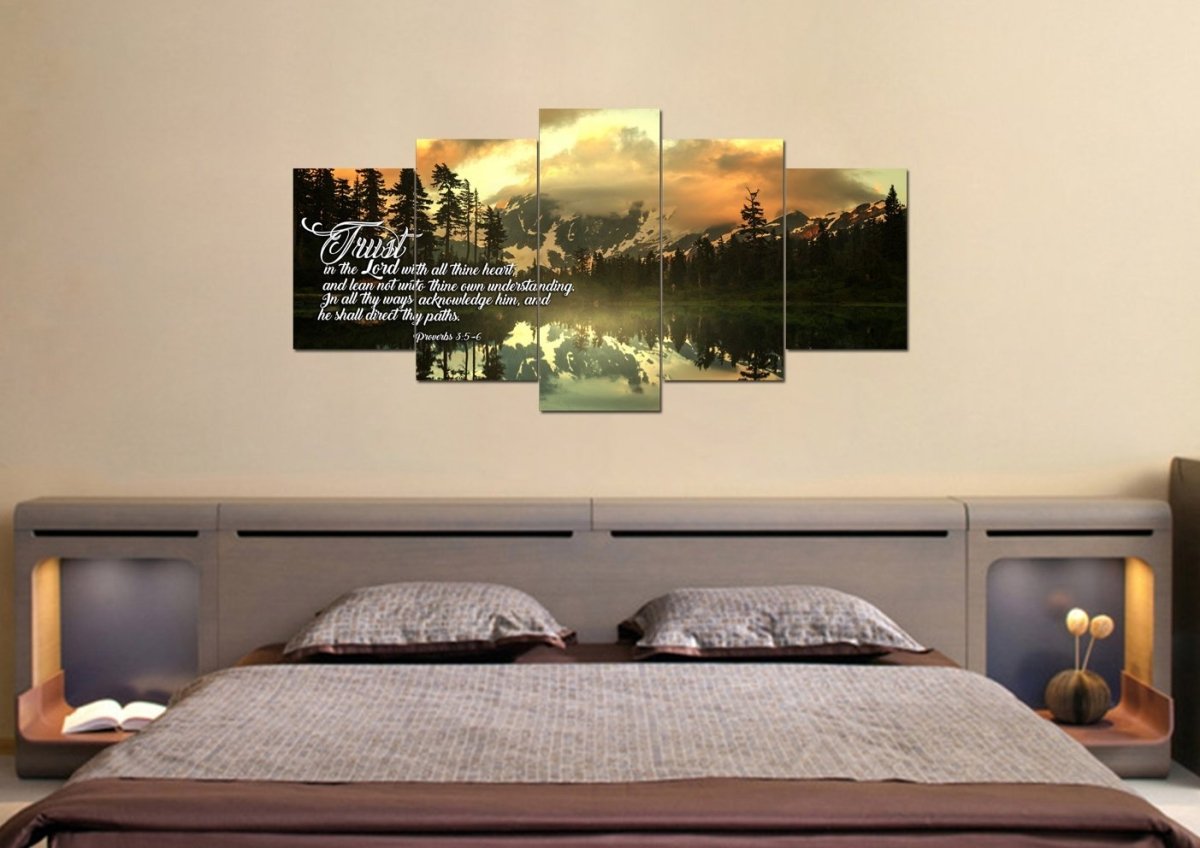 Proverbs 35-6 #32 Kjv 'Trust In The Lord With All Thine Heart' Christian Scripture Wall Art Canvas - Christian Canvas Wall Art