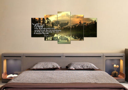 Proverbs 35-6 #32 Kjv 'Trust In The Lord With All Thine Heart' Christian Scripture Wall Art Canvas - Christian Canvas Wall Art