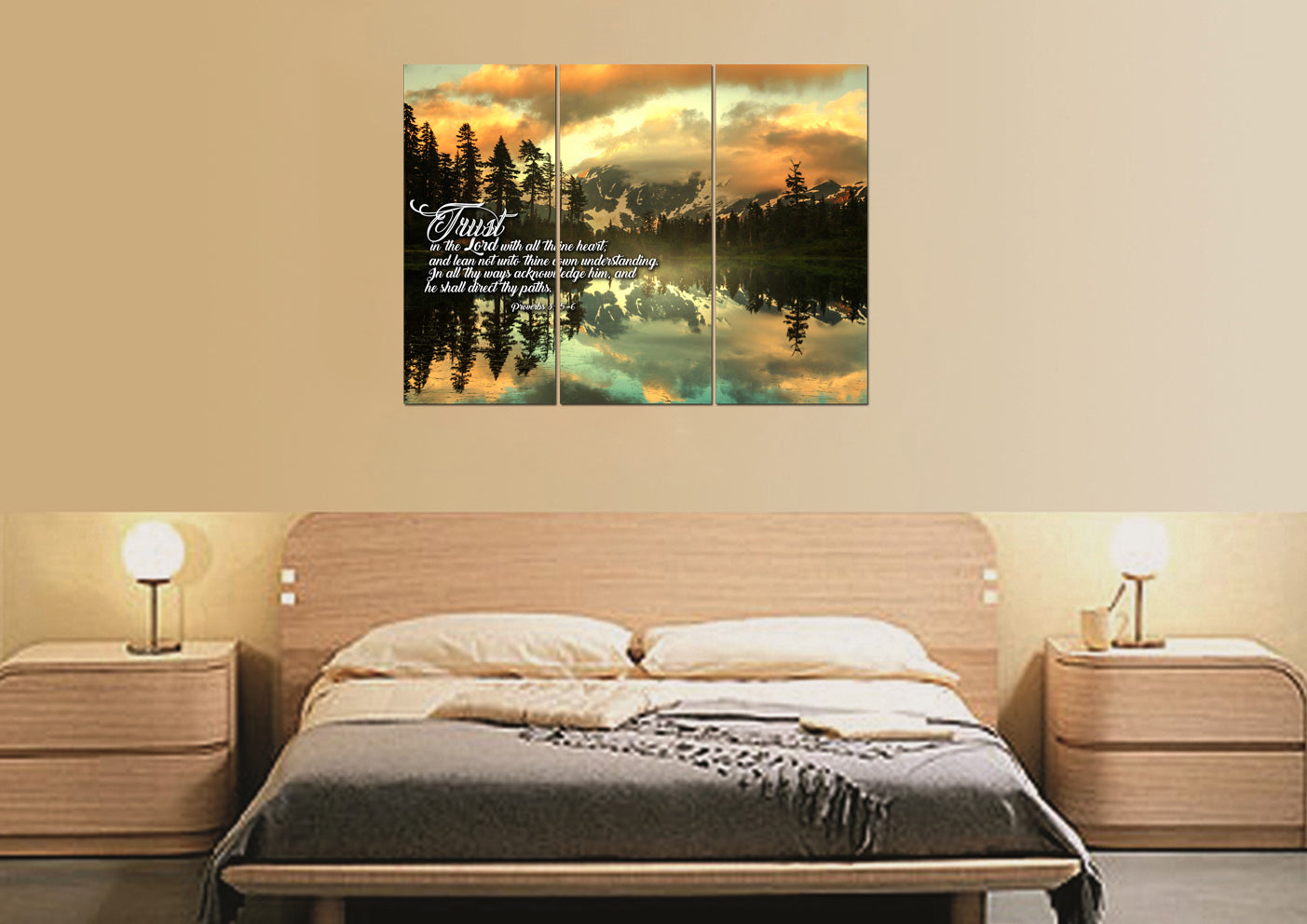 Proverbs 35-6 #32 Kjv 'Trust In The Lord With All Thine Heart' Christian Scripture Wall Art Canvas - Christian Canvas Wall Art