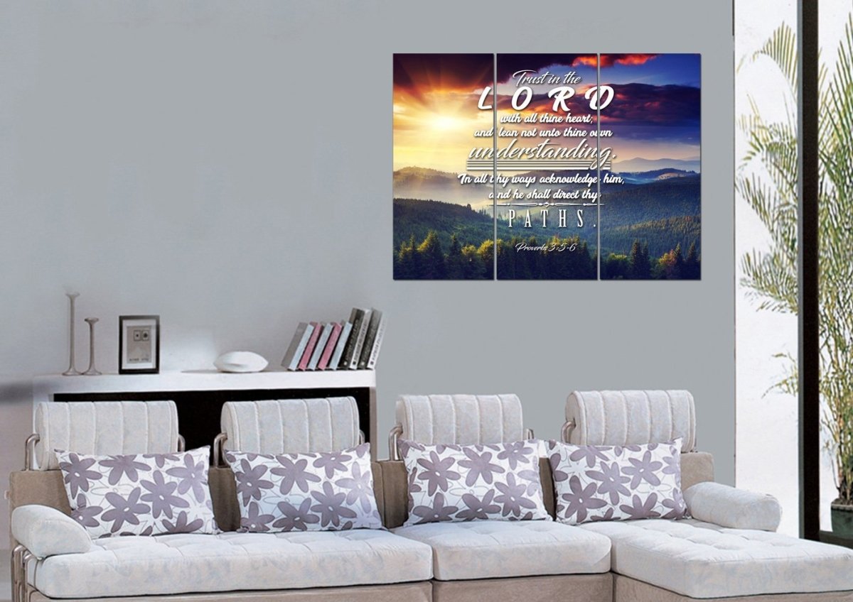 Proverbs 35-6 #33 Kjv 'Trust In The Lord With All Thine Heart' Christian Scripture Wall Art Canvas - Christian Canvas Wall Art