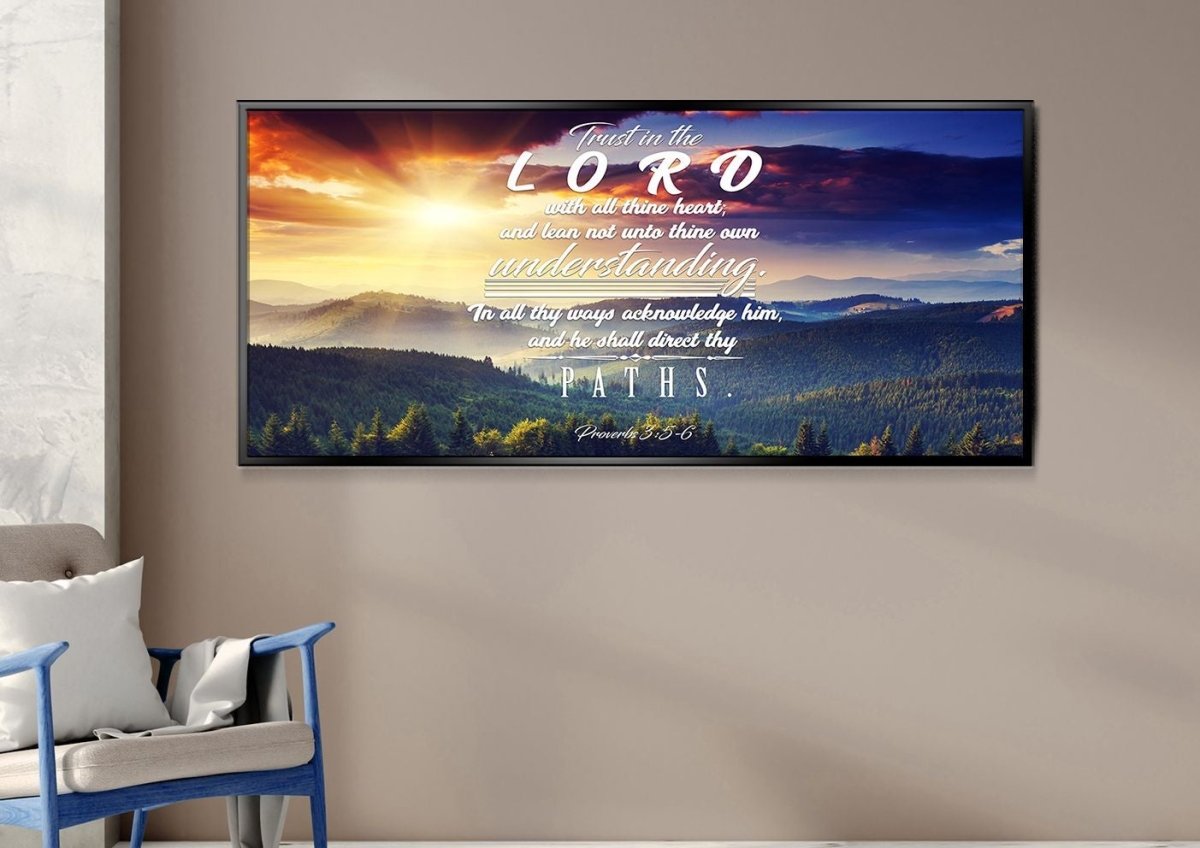 Proverbs 35-6 #33 Kjv 'Trust In The Lord With All Thine Heart' Christian Scripture Wall Art Canvas - Christian Canvas Wall Art