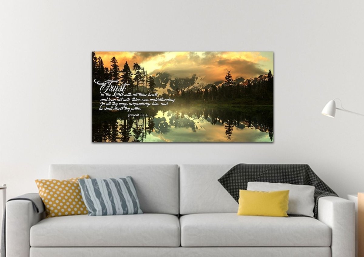 Proverbs 35-6 #33 Kjv 'Trust In The Lord With All Thine Heart' Christian Scripture Wall Art Canvas - Christian Canvas Wall Art