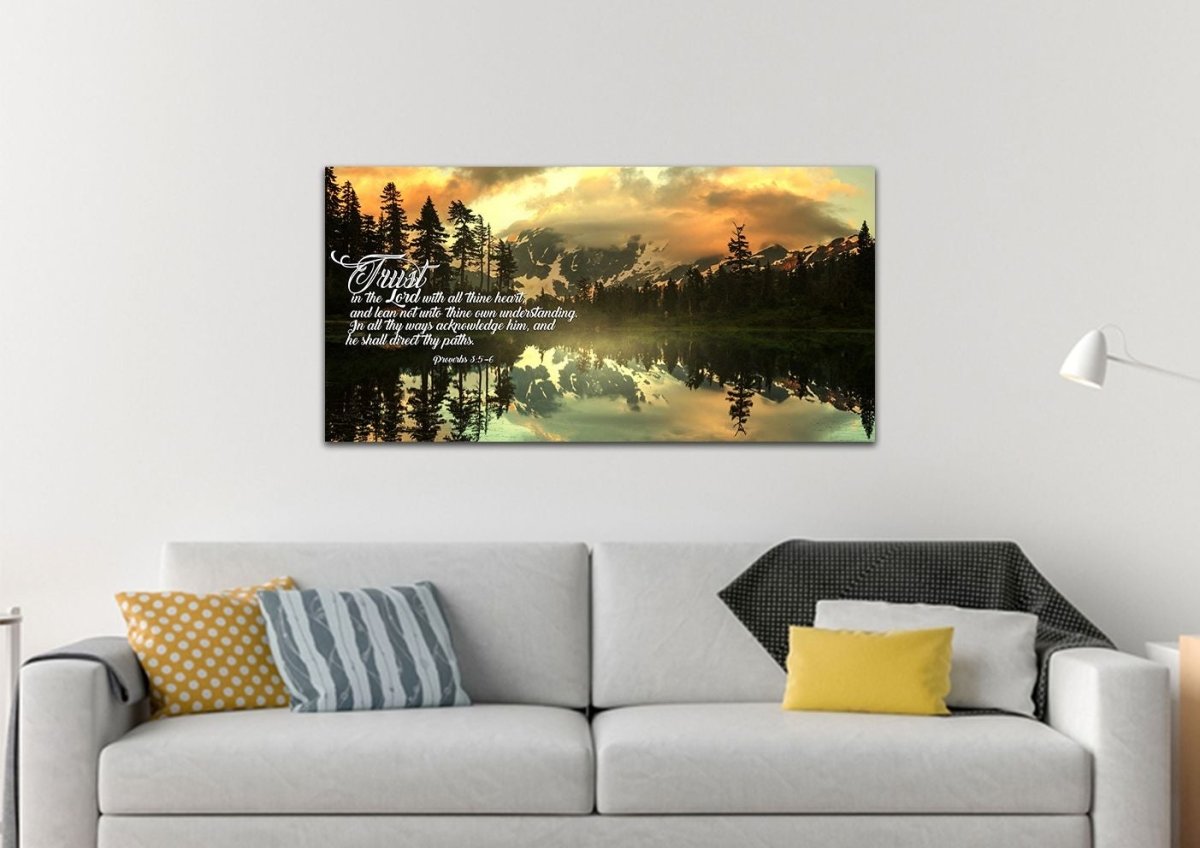 Proverbs 35-6 #33 Kjv 'Trust In The Lord With All Thine Heart' Christian Scripture Wall Art Canvas - Christian Canvas Wall Art