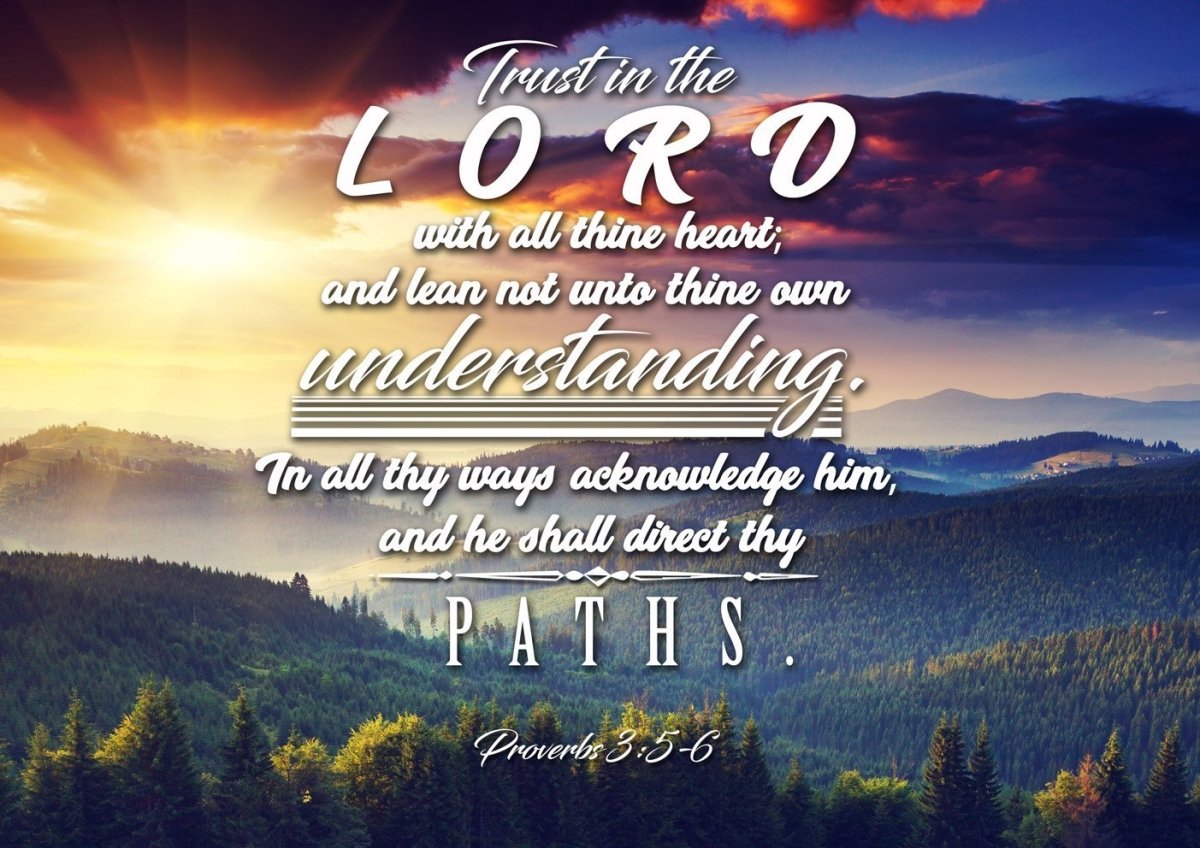 Proverbs 35-6 #33 Kjv 'Trust In The Lord With All Thine Heart' Christian Scripture Wall Art Canvas - Christian Canvas Wall Art