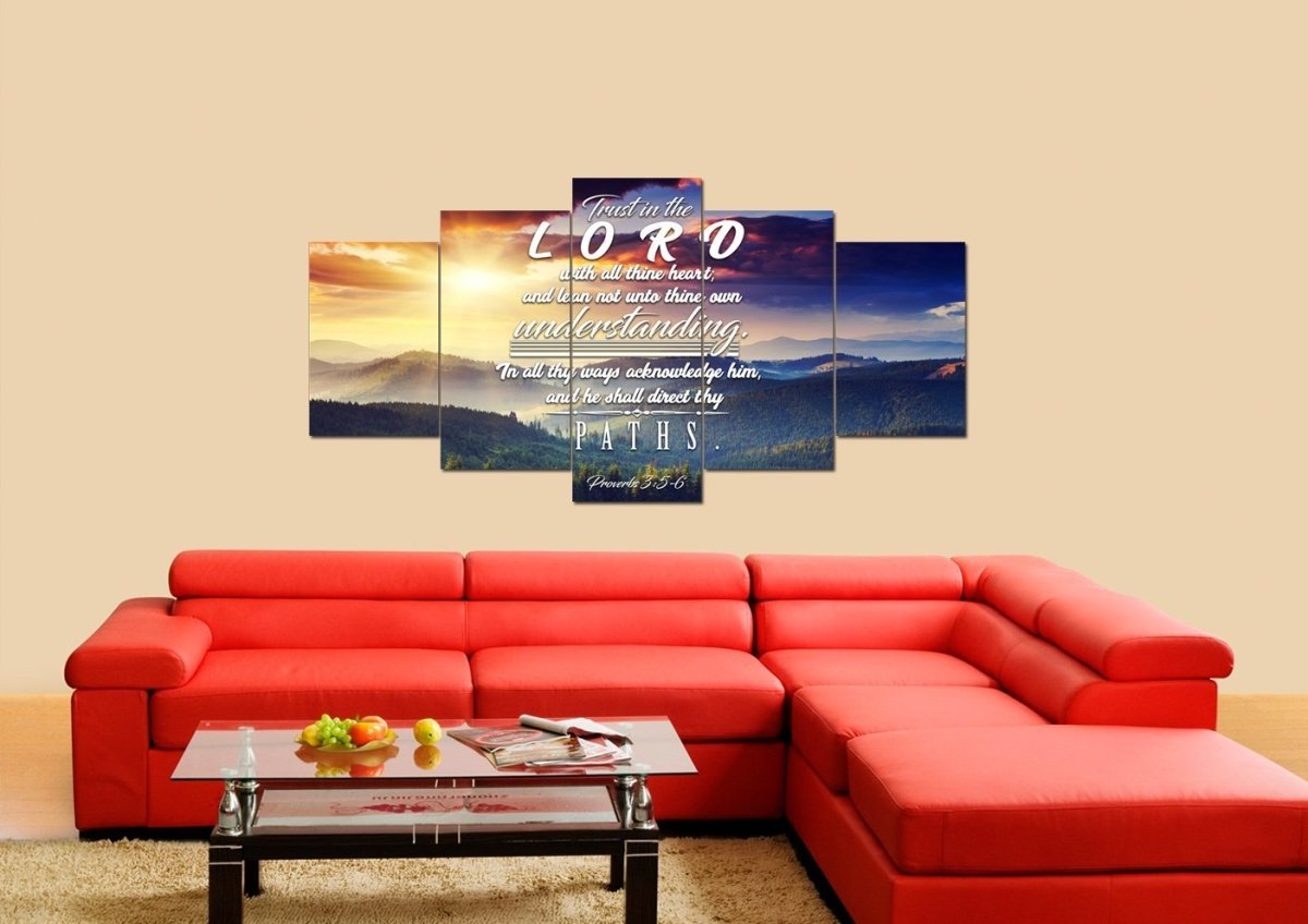 Proverbs 35-6 #33 Kjv 'Trust In The Lord With All Thine Heart' Christian Scripture Wall Art Canvas - Christian Canvas Wall Art