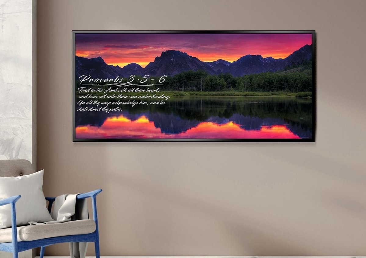 Proverbs 35-6 #34 Kjv 'Trust In The Lord With All Thine Heart' Christian Scripture Wall Art Canvas - Christian Canvas Wall Art