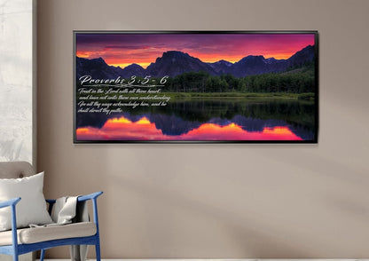 Proverbs 35-6 #34 Kjv 'Trust In The Lord With All Thine Heart' Christian Scripture Wall Art Canvas - Christian Canvas Wall Art
