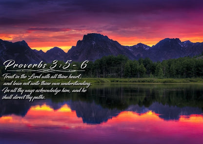 Proverbs 35-6 #34 Kjv 'Trust In The Lord With All Thine Heart' Christian Scripture Wall Art Canvas - Christian Canvas Wall Art