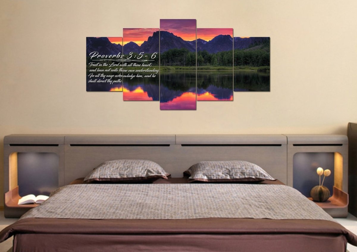 Proverbs 35-6 #34 Kjv 'Trust In The Lord With All Thine Heart' Christian Scripture Wall Art Canvas - Christian Canvas Wall Art