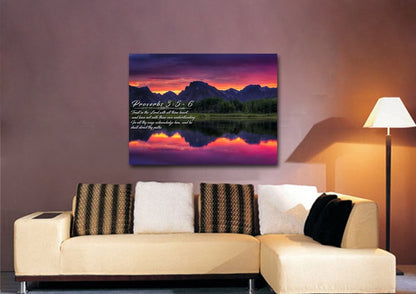 Proverbs 35-6 #34 Kjv 'Trust In The Lord With All Thine Heart' Christian Scripture Wall Art Canvas - Christian Canvas Wall Art