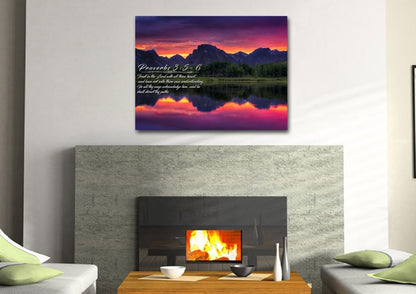Proverbs 35-6 #34 Kjv 'Trust In The Lord With All Thine Heart' Christian Scripture Wall Art Canvas - Christian Canvas Wall Art