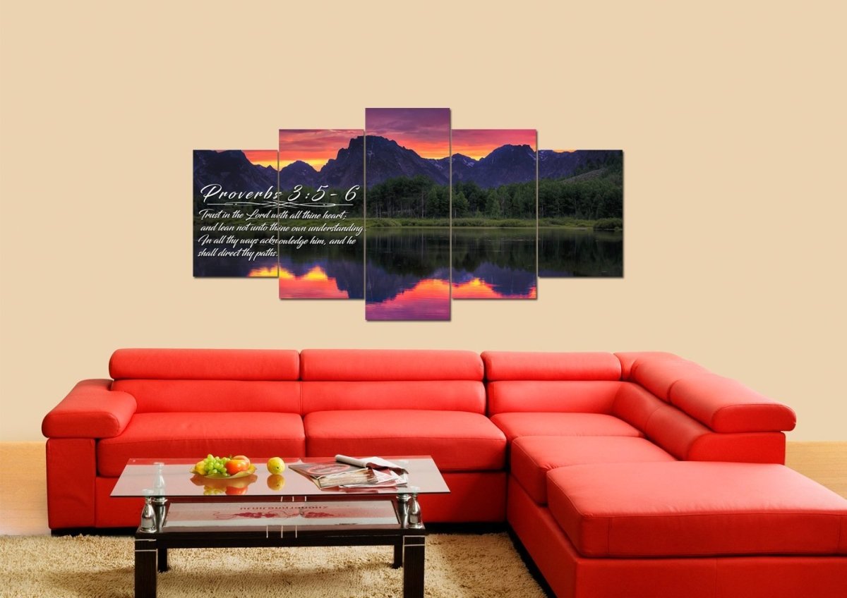 Proverbs 35-6 #34 Kjv 'Trust In The Lord With All Thine Heart' Christian Scripture Wall Art Canvas - Christian Canvas Wall Art