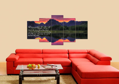Proverbs 35-6 #34 Kjv 'Trust In The Lord With All Thine Heart' Christian Scripture Wall Art Canvas - Christian Canvas Wall Art