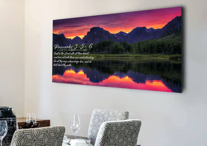 Proverbs 35-6 #34 Kjv 'Trust In The Lord With All Thine Heart' Christian Scripture Wall Art Canvas - Christian Canvas Wall Art