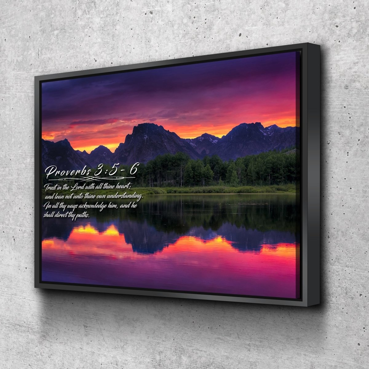 Proverbs 35-6 #35 Kjv 'Trust In The Lord With All Thine Heart' Christian Scripture Wall Art Canvas - Christian Canvas Wall Art