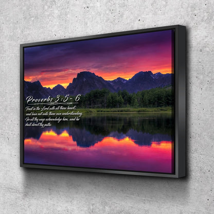 Proverbs 35-6 #35 Kjv 'Trust In The Lord With All Thine Heart' Christian Scripture Wall Art Canvas - Christian Canvas Wall Art