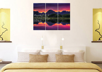 Proverbs 35-6 #35 Kjv 'Trust In The Lord With All Thine Heart' Christian Scripture Wall Art Canvas - Christian Canvas Wall Art