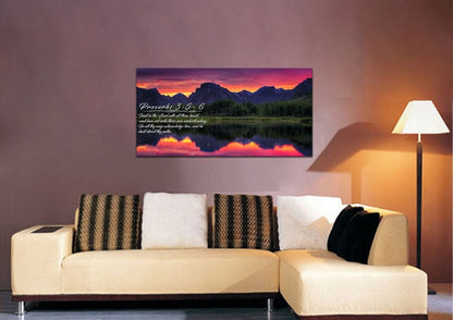 Proverbs 35-6 #35 Kjv 'Trust In The Lord With All Thine Heart' Christian Scripture Wall Art Canvas - Christian Canvas Wall Art