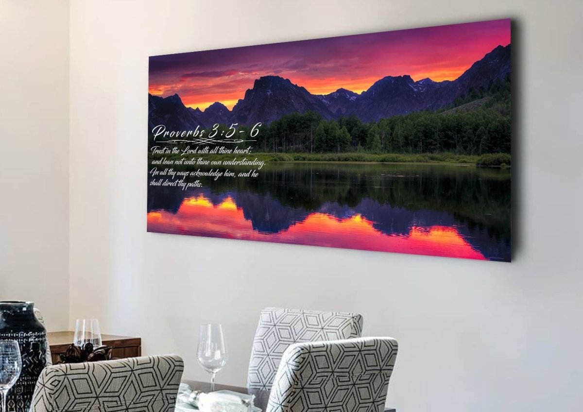 Proverbs 35-6 #35 Kjv 'Trust In The Lord With All Thine Heart' Christian Scripture Wall Art Canvas - Christian Canvas Wall Art