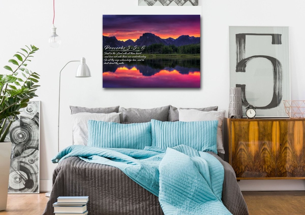 Proverbs 35-6 #35 Kjv 'Trust In The Lord With All Thine Heart' Christian Scripture Wall Art Canvas - Christian Canvas Wall Art