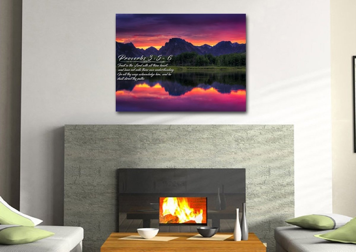 Proverbs 35-6 #35 Kjv 'Trust In The Lord With All Thine Heart' Christian Scripture Wall Art Canvas - Christian Canvas Wall Art