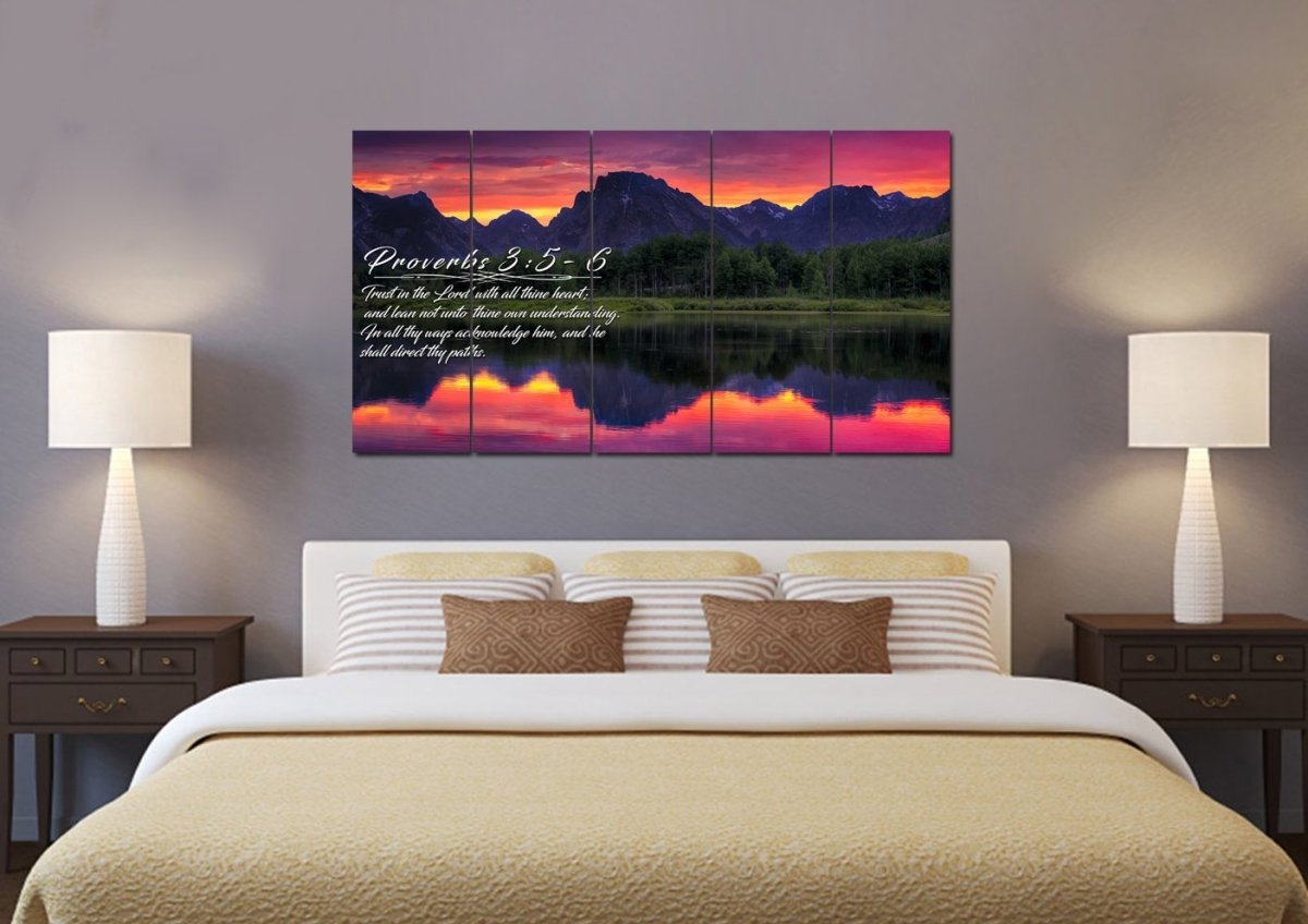 Proverbs 35-6 #35 Kjv 'Trust In The Lord With All Thine Heart' Christian Scripture Wall Art Canvas - Christian Canvas Wall Art