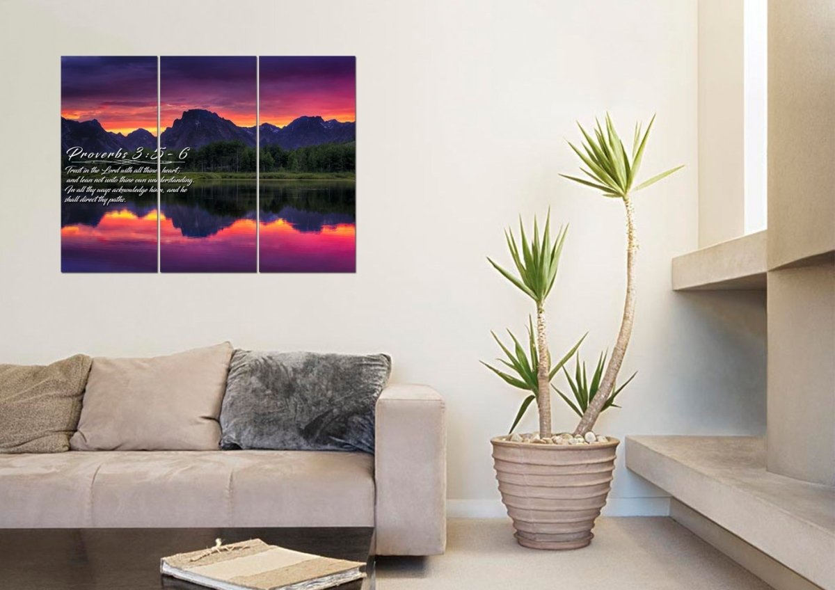 Proverbs 35-6 #35 Kjv 'Trust In The Lord With All Thine Heart' Christian Scripture Wall Art Canvas - Christian Canvas Wall Art