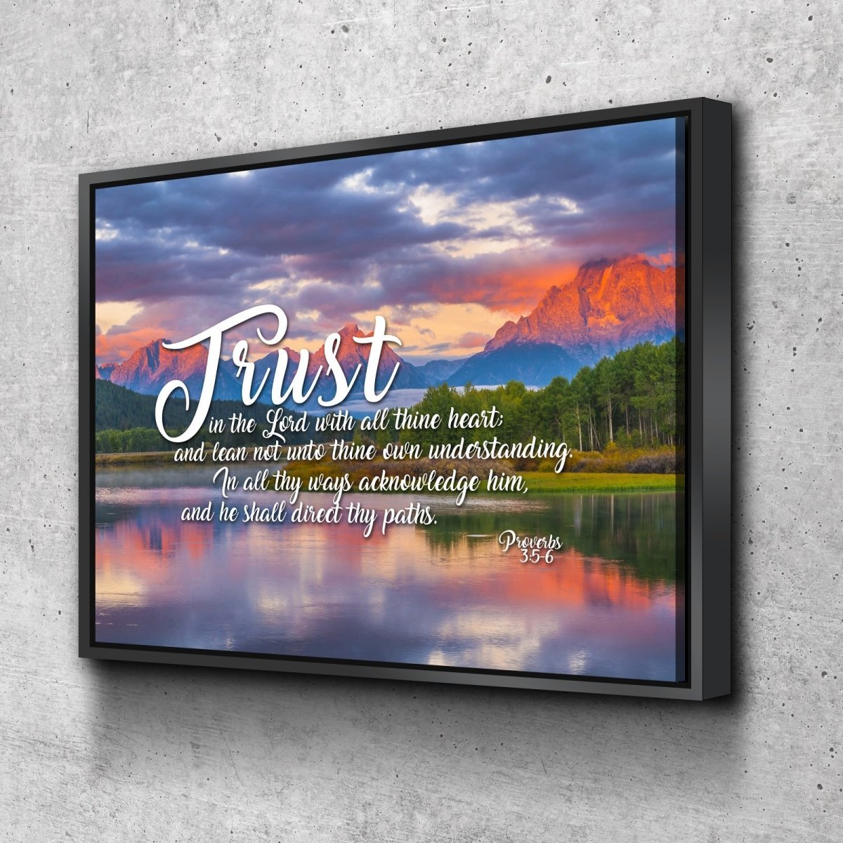 Proverbs 35-6 #36 Kjv 'Trust In The Lord With All Thine Heart' Christian Scripture Wall Art Canvas - Christian Canvas Wall Art