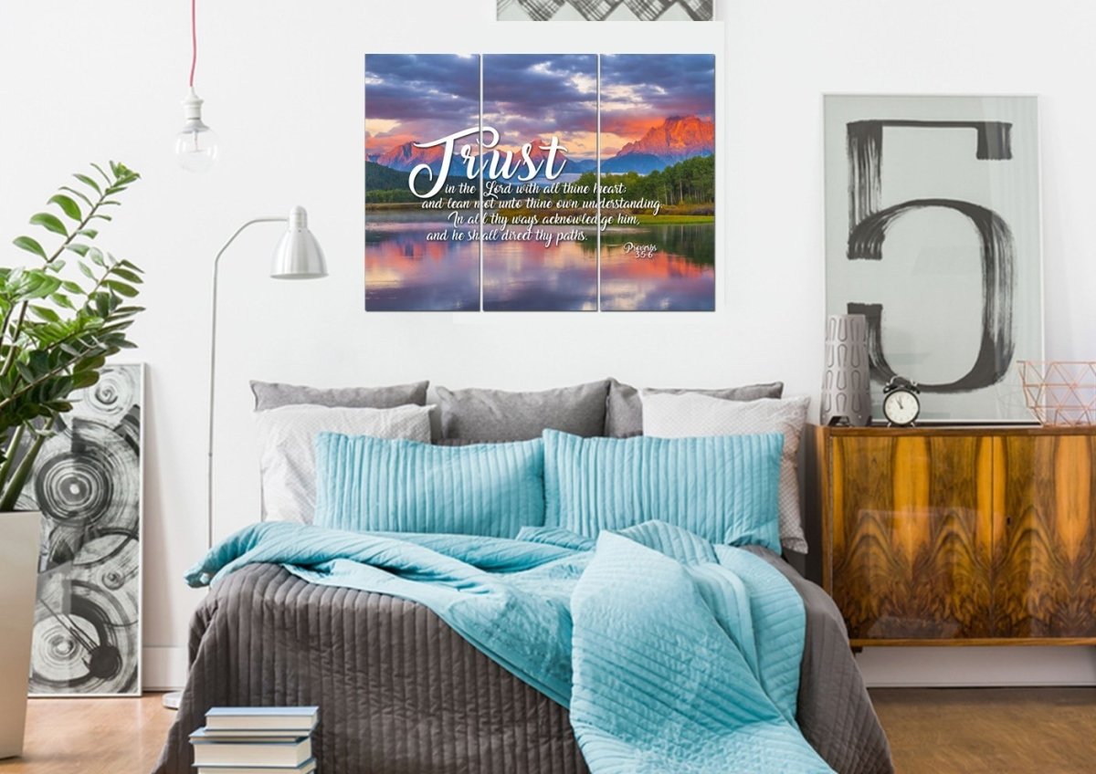 Proverbs 35-6 #36 Kjv 'Trust In The Lord With All Thine Heart' Christian Scripture Wall Art Canvas - Christian Canvas Wall Art