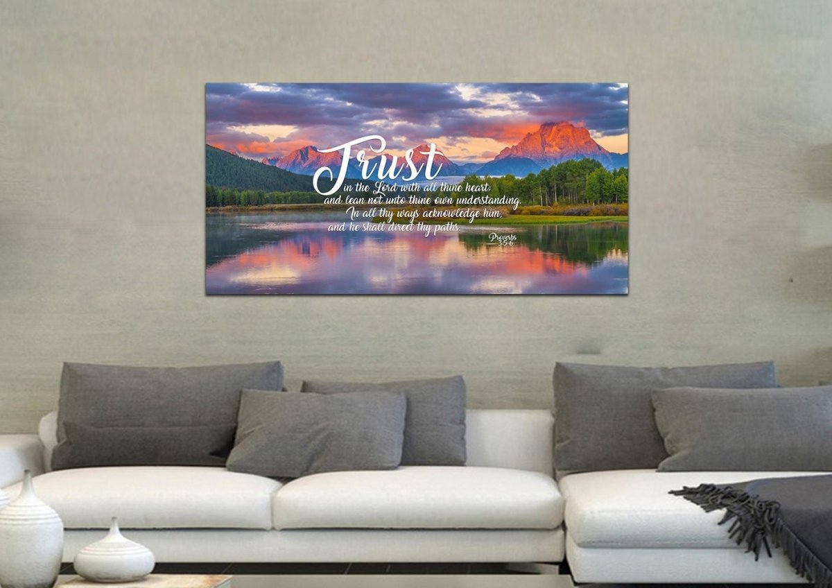 Proverbs 35-6 #36 Kjv 'Trust In The Lord With All Thine Heart' Christian Scripture Wall Art Canvas - Christian Canvas Wall Art