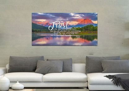 Proverbs 35-6 #36 Kjv 'Trust In The Lord With All Thine Heart' Christian Scripture Wall Art Canvas - Christian Canvas Wall Art